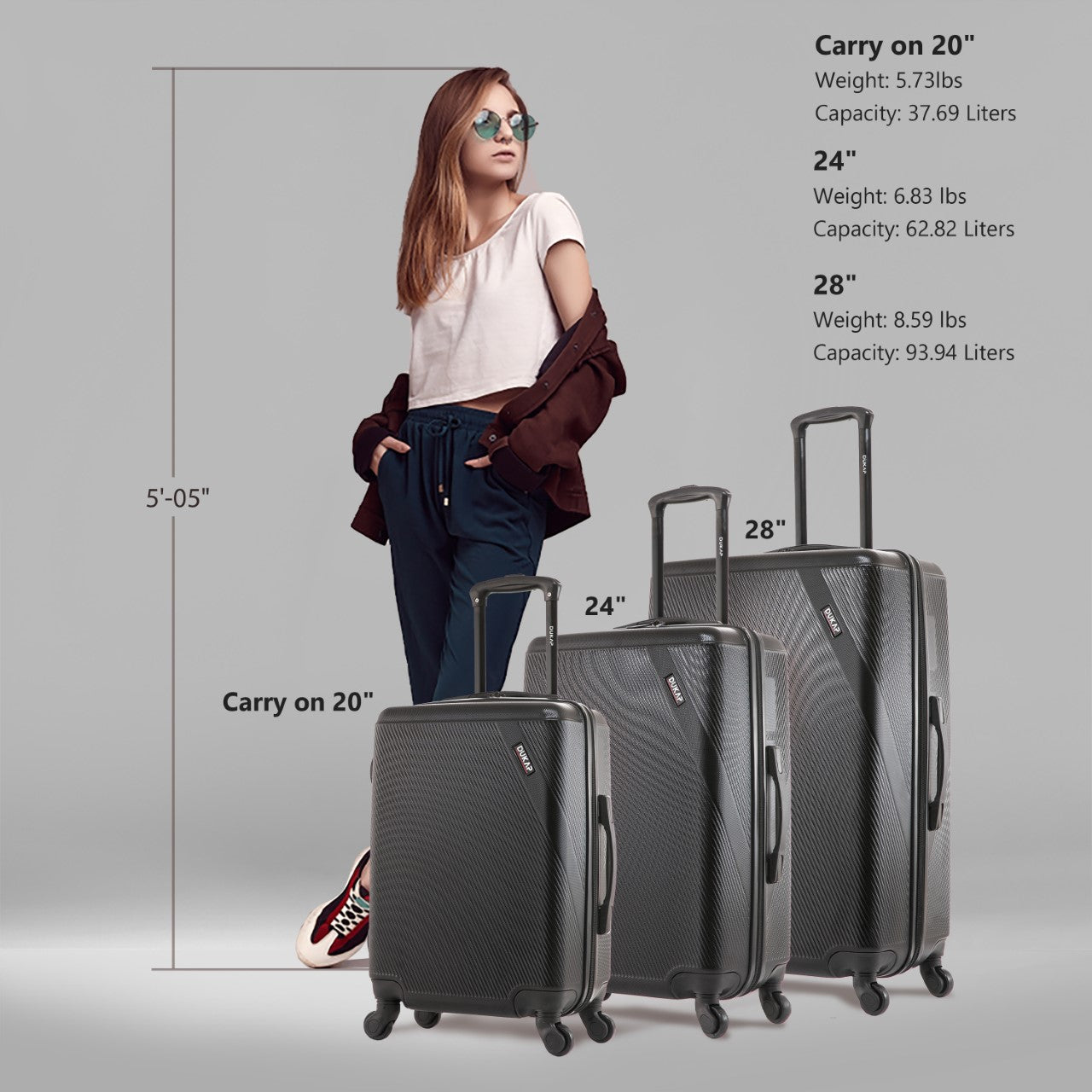 DISCOVERY Hardside Spinner 3 Piece Luggage Set  20/28/32 Inches