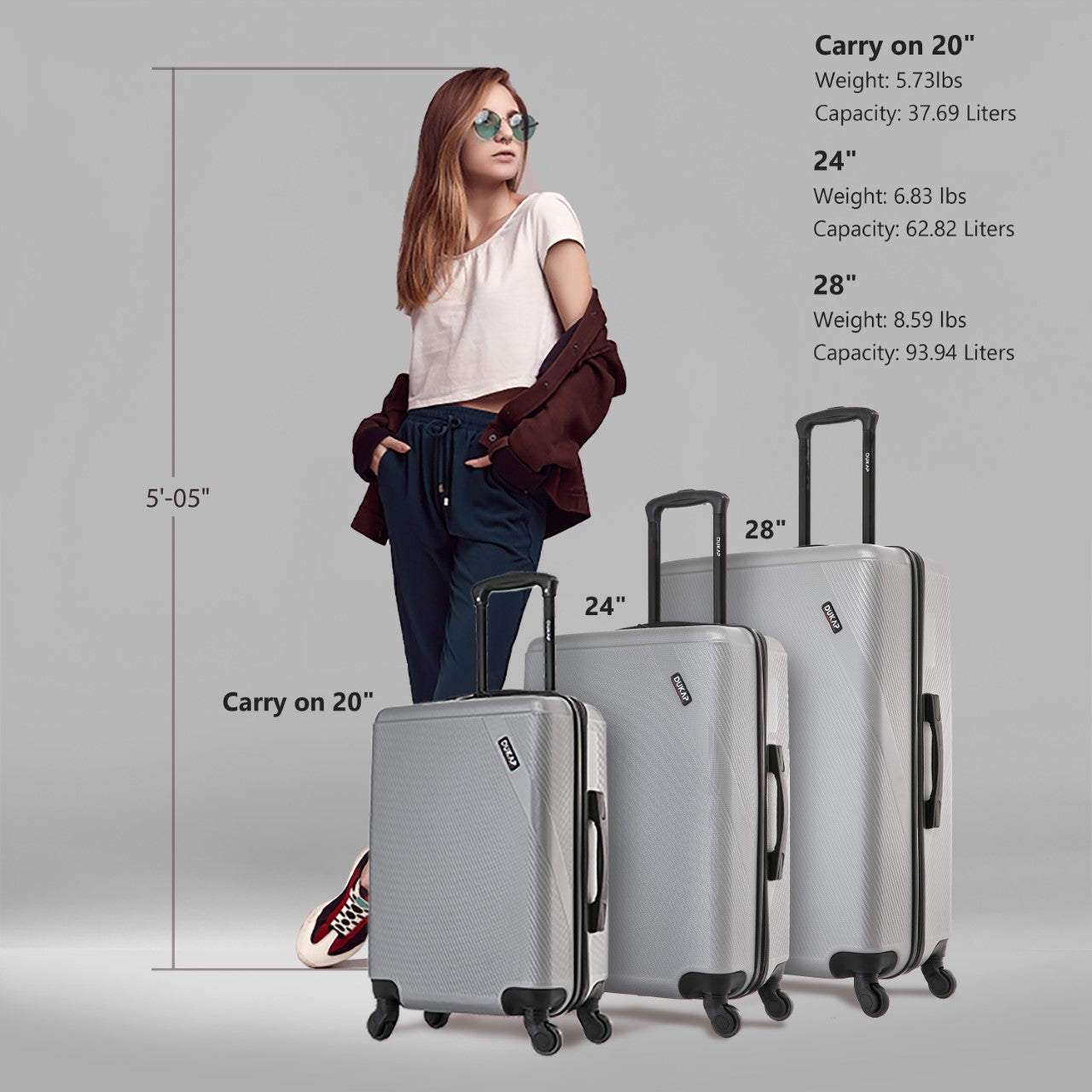 DISCOVERY Hardside Spinner 3 Piece Luggage Set  20/28/32 Inches