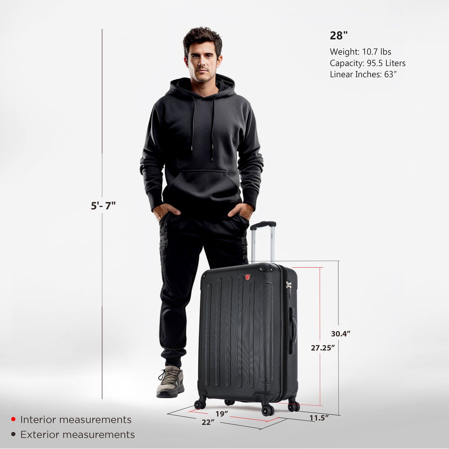 INTELY Hardside Spinner 28-inch suitcase with built-in digital weight scale