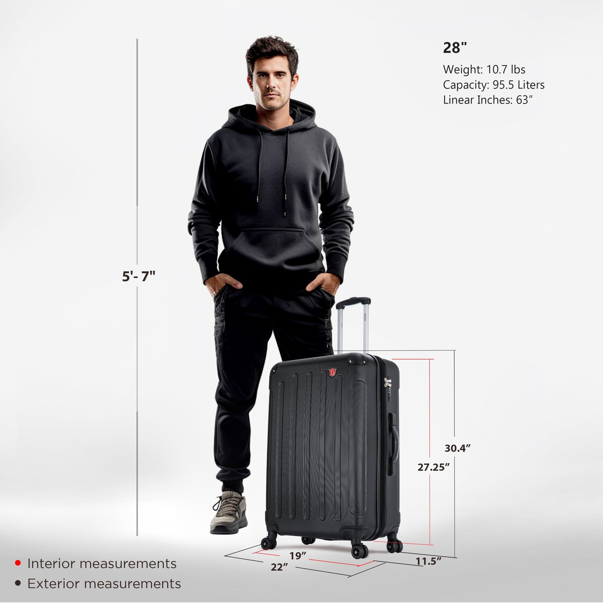 INTELY Hardside Spinner 28-inch suitcase with built-in digital weight scale