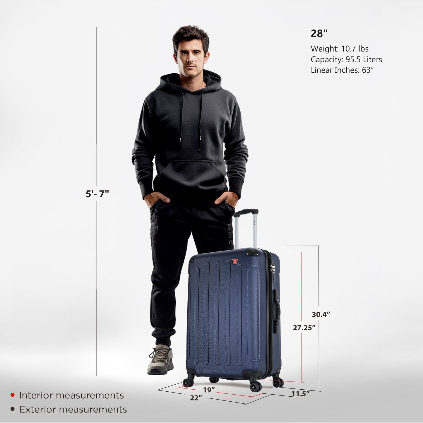 INTELY Hardside Spinner 28-inch suitcase with built-in digital weight scale