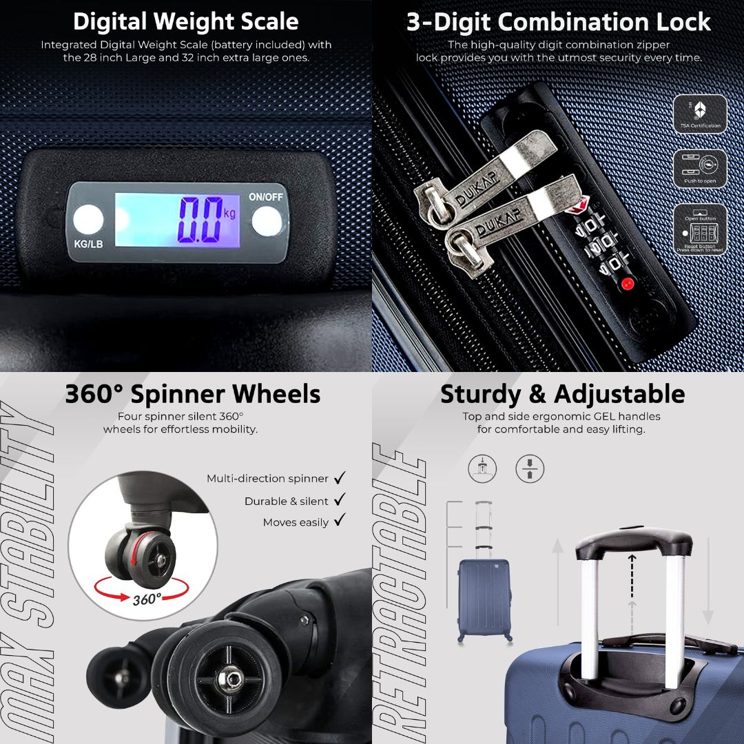 INTELY Hardside Spinner 28-inch suitcase with built-in digital weight scale