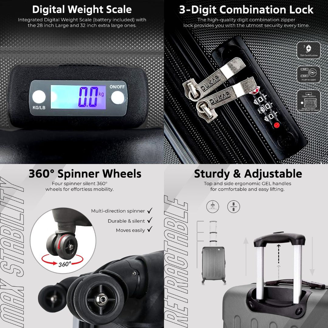 INTELY Hardside Spinner 28-inch suitcase with built-in digital weight scale