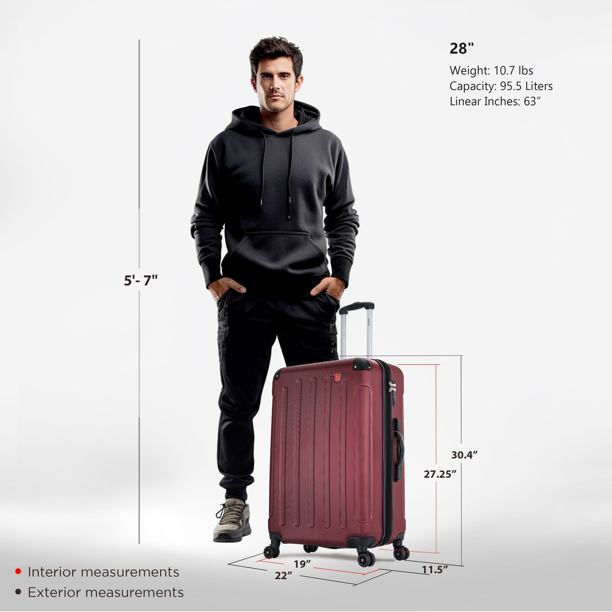INTELY Hardside Spinner 28-inch suitcase with built-in digital weight scale