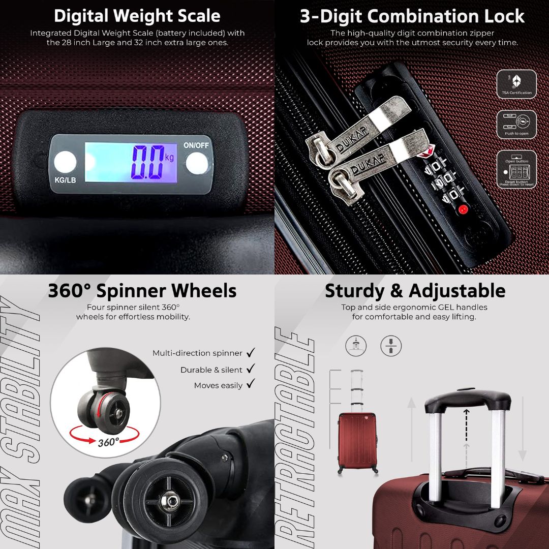 INTELY Hardside Spinner 28-inch suitcase with built-in digital weight scale