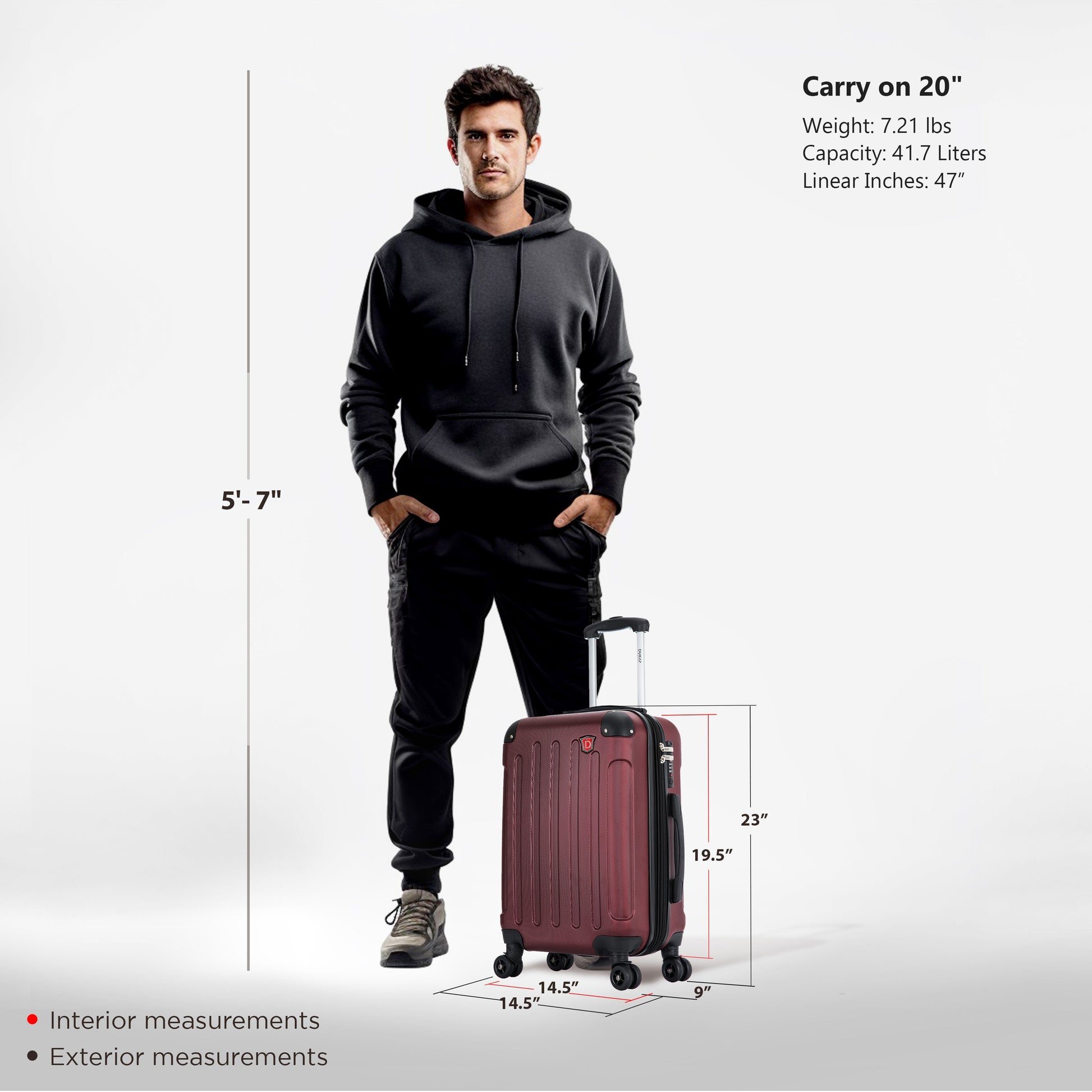 INTELY  Hardside Spinner  Carry-On  20-Inch Carry-On with USB port Luggage