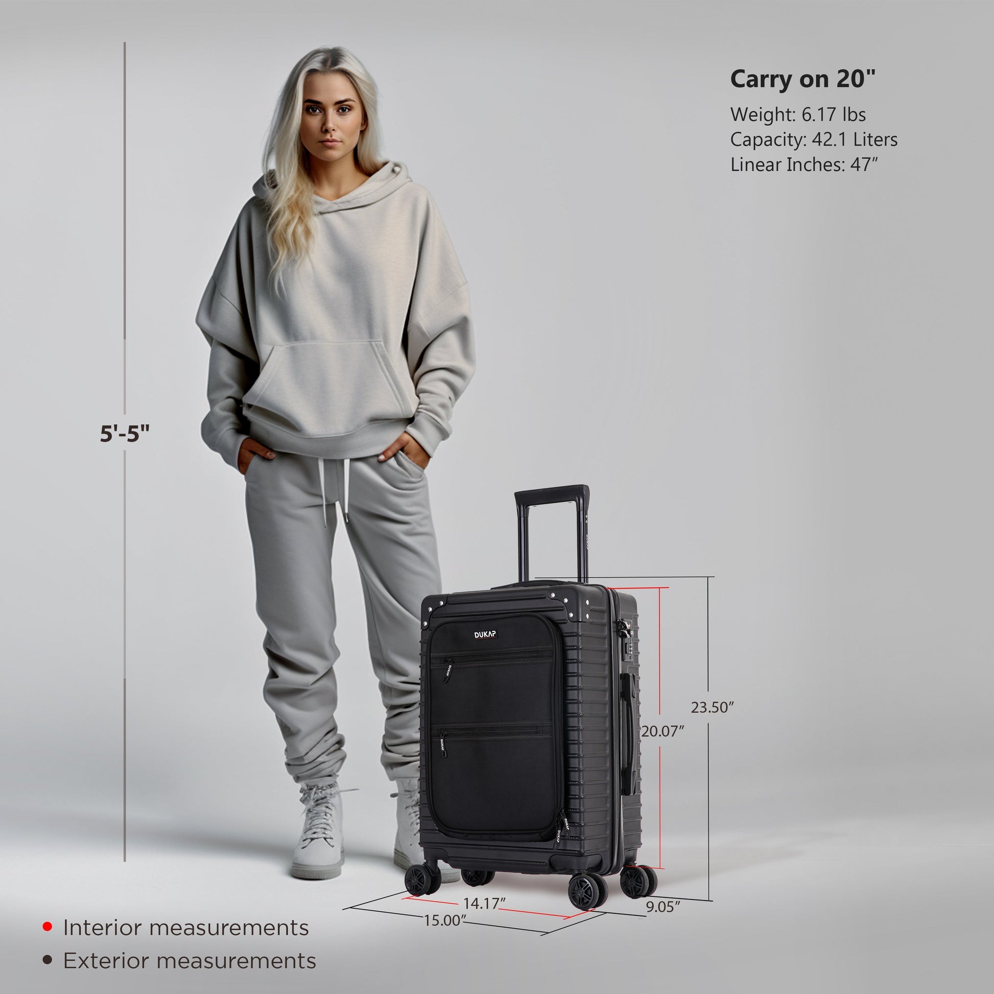 Dukap TOUR  Hardside Spinner 20-Inch Carry-On Luggage