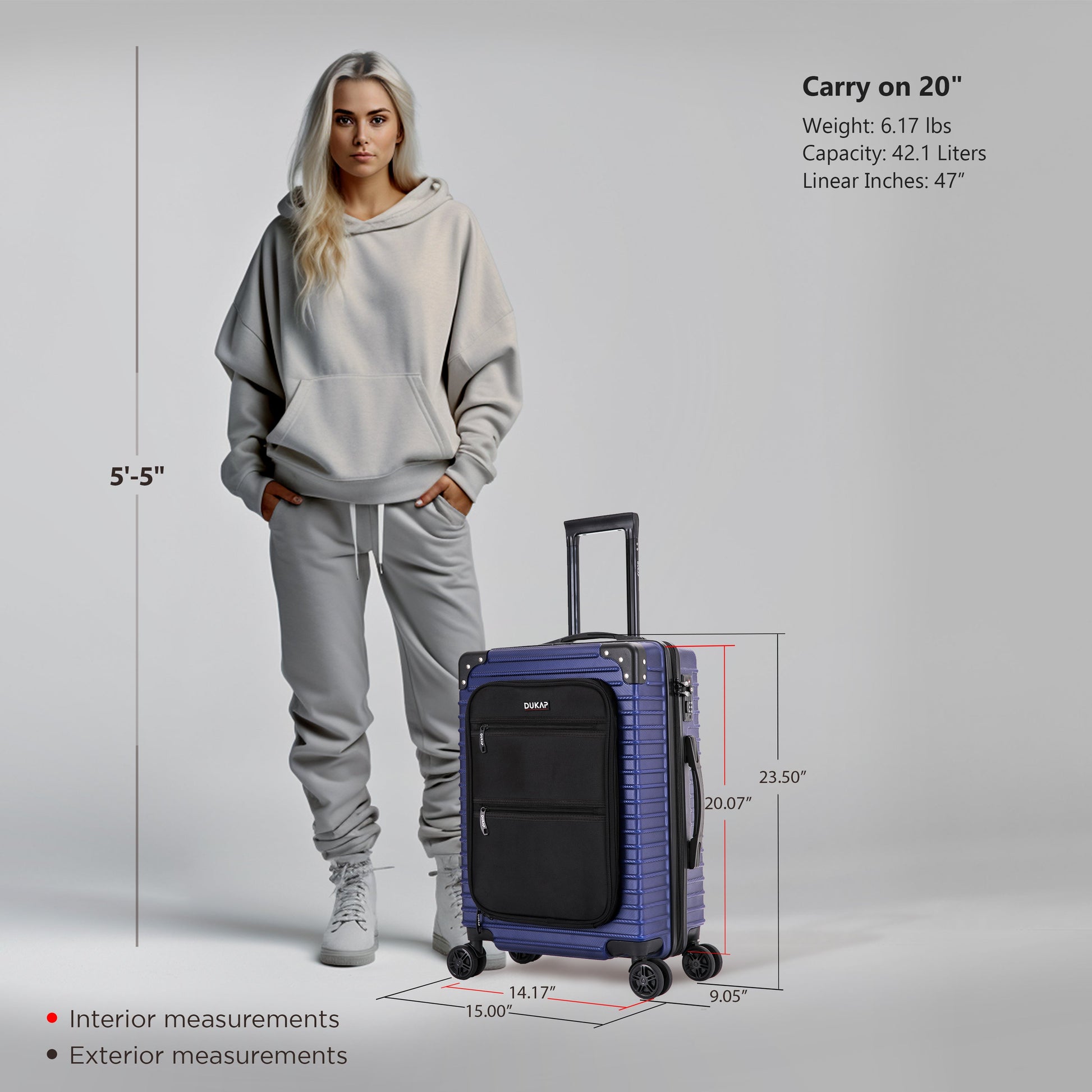 Dukap TOUR  Hardside Spinner 20-Inch Carry-On Luggage