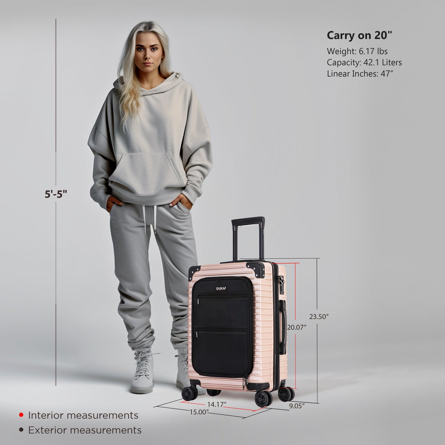 Dukap TOUR  Hardside Spinner 20-Inch Carry-On Luggage