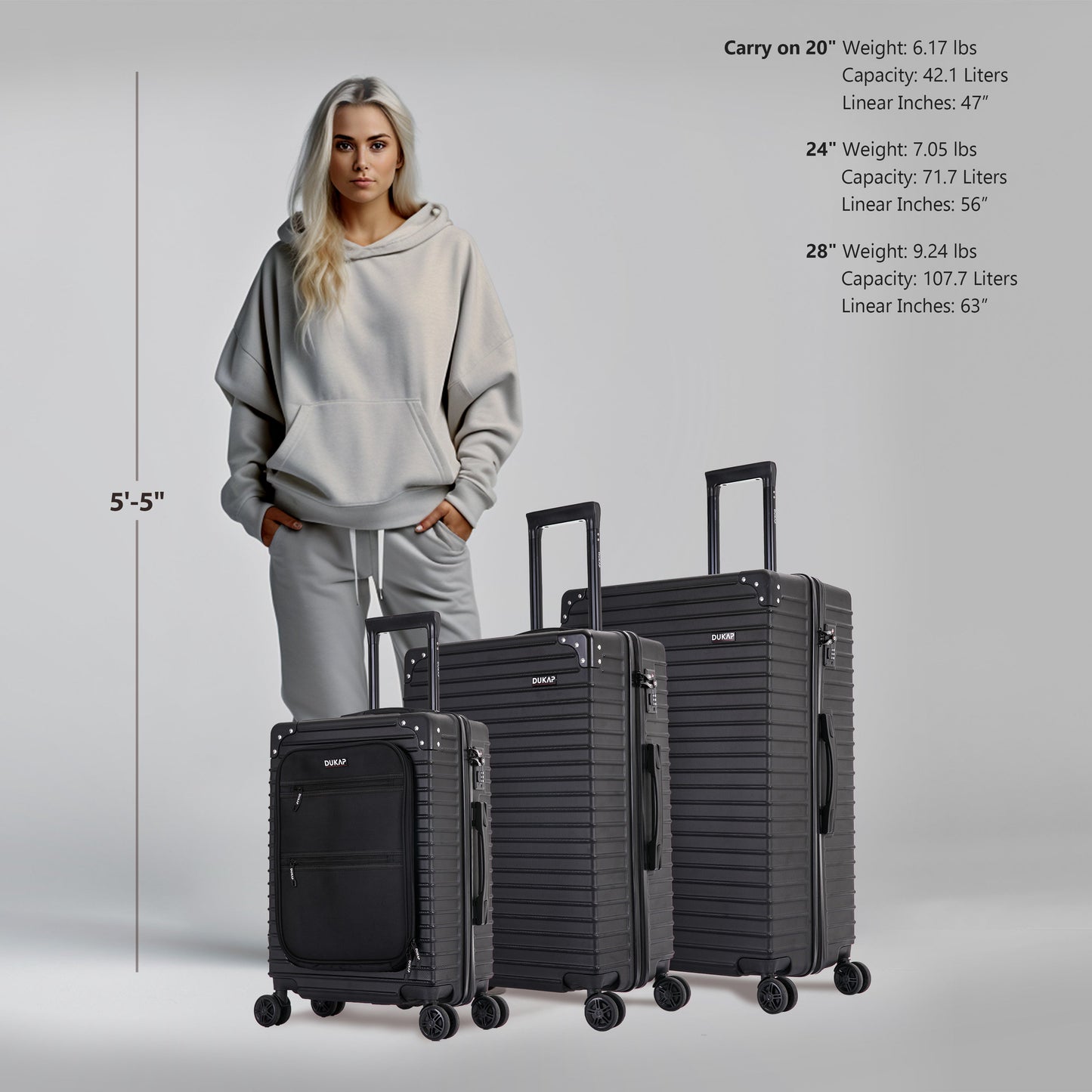 TOUR  Hardside Spinner 3 Piece Luggage Set 20/28/32 Inches