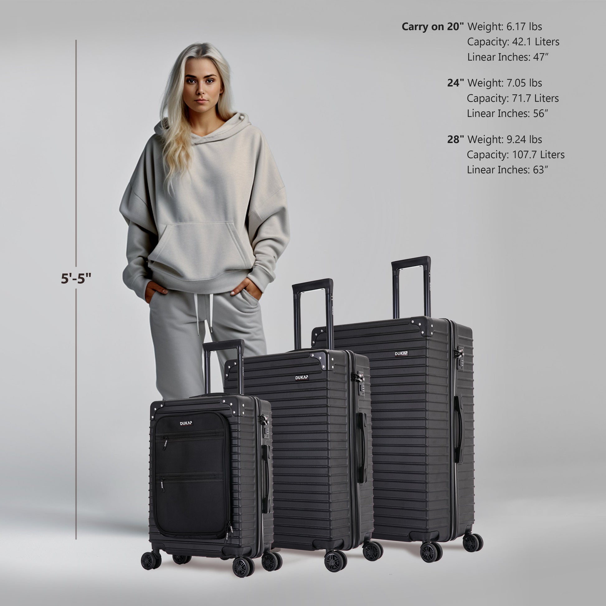 TOUR  Hardside Spinner 3 Piece Luggage Set 20/28/32 Inches