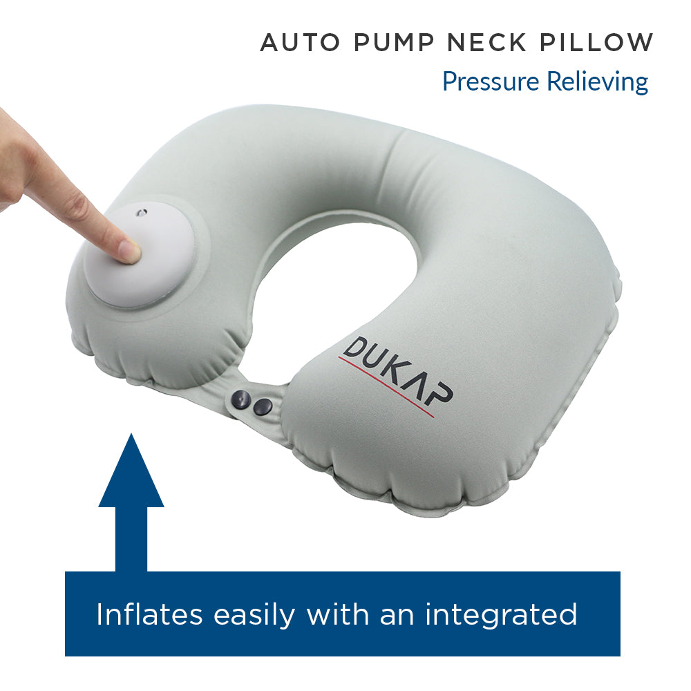 Dukap Auto Inflatable Air Pump Neck Travel Pillow