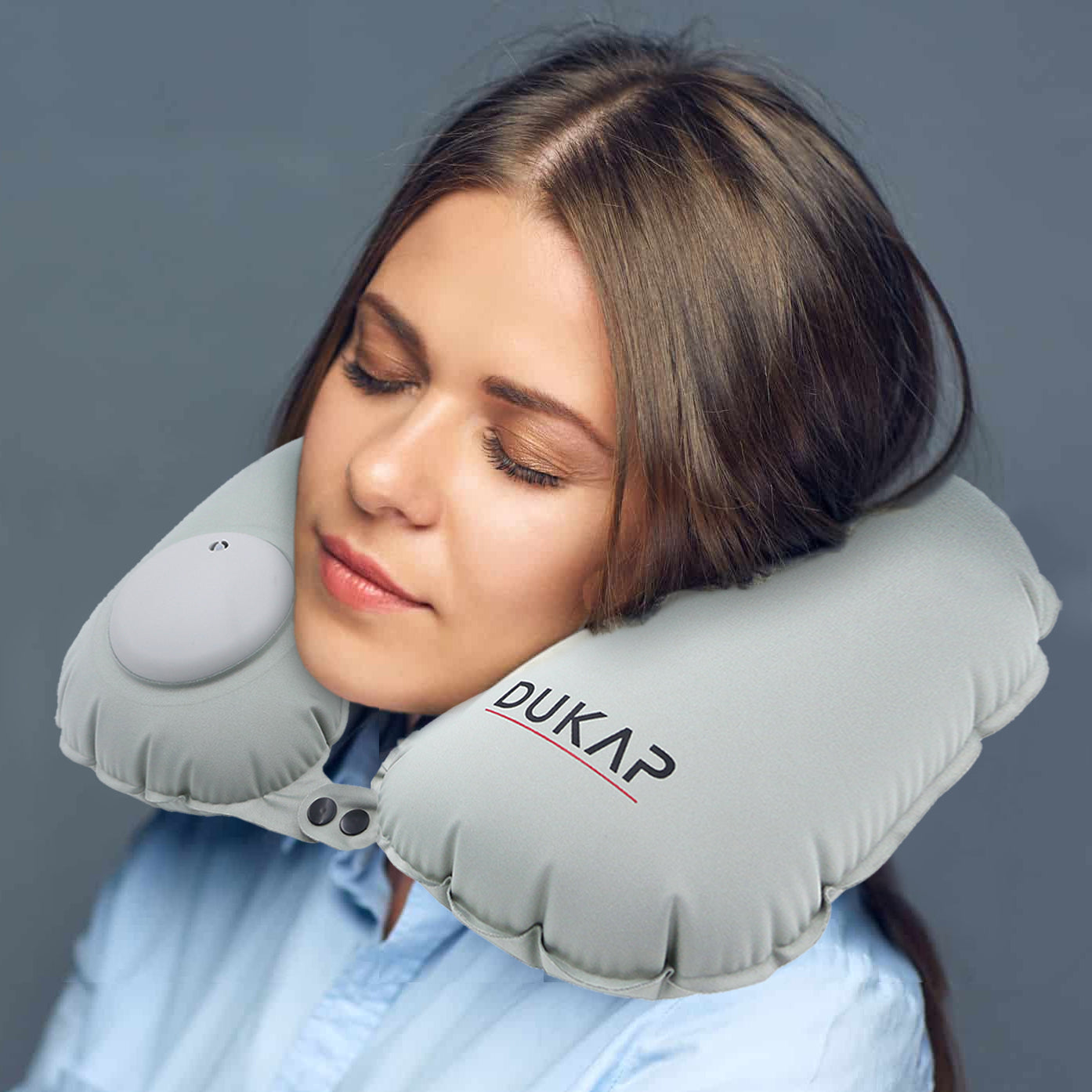 Dukap Auto Inflatable Air Pump Neck Travel Pillow