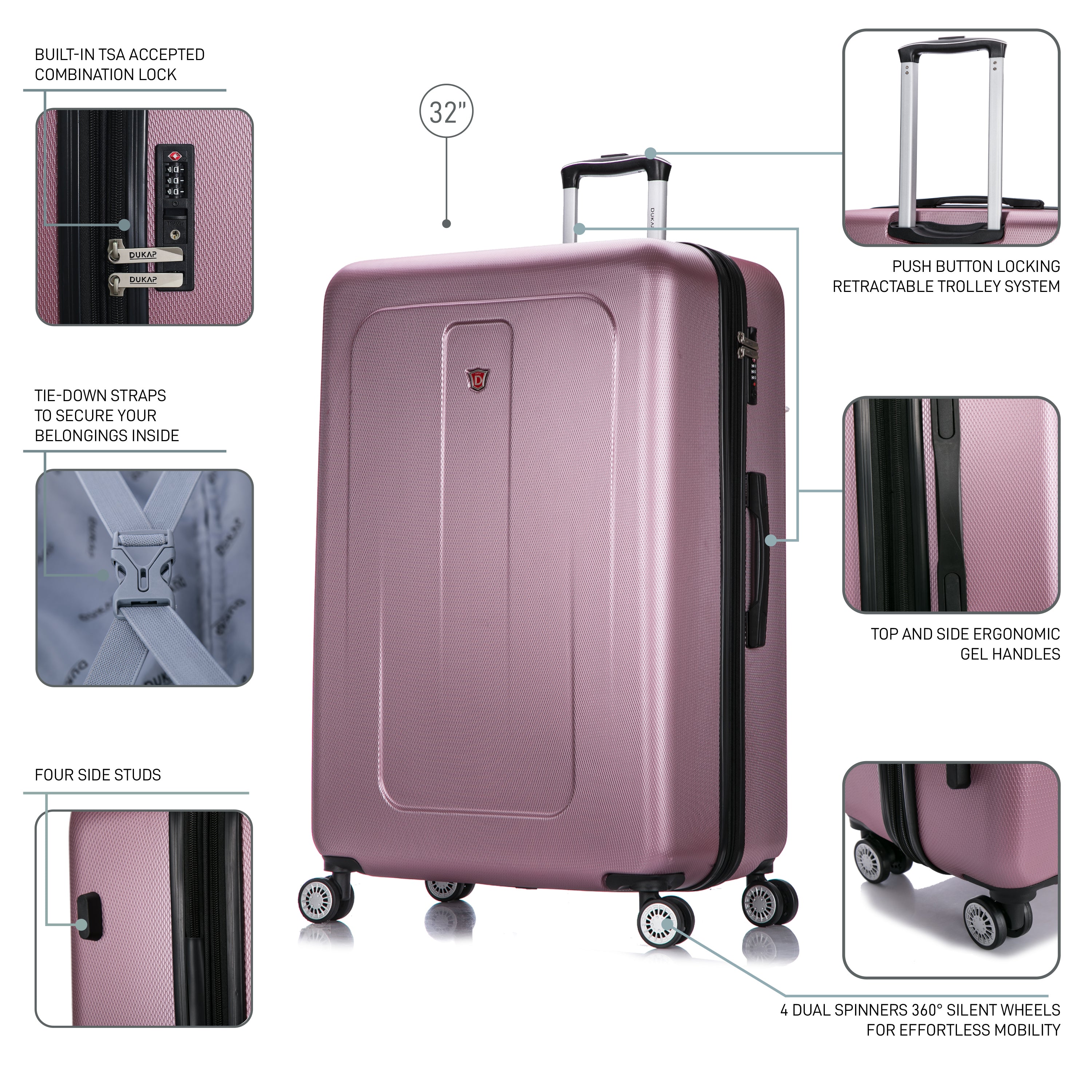 32 inch 4 wheel suitcase deals