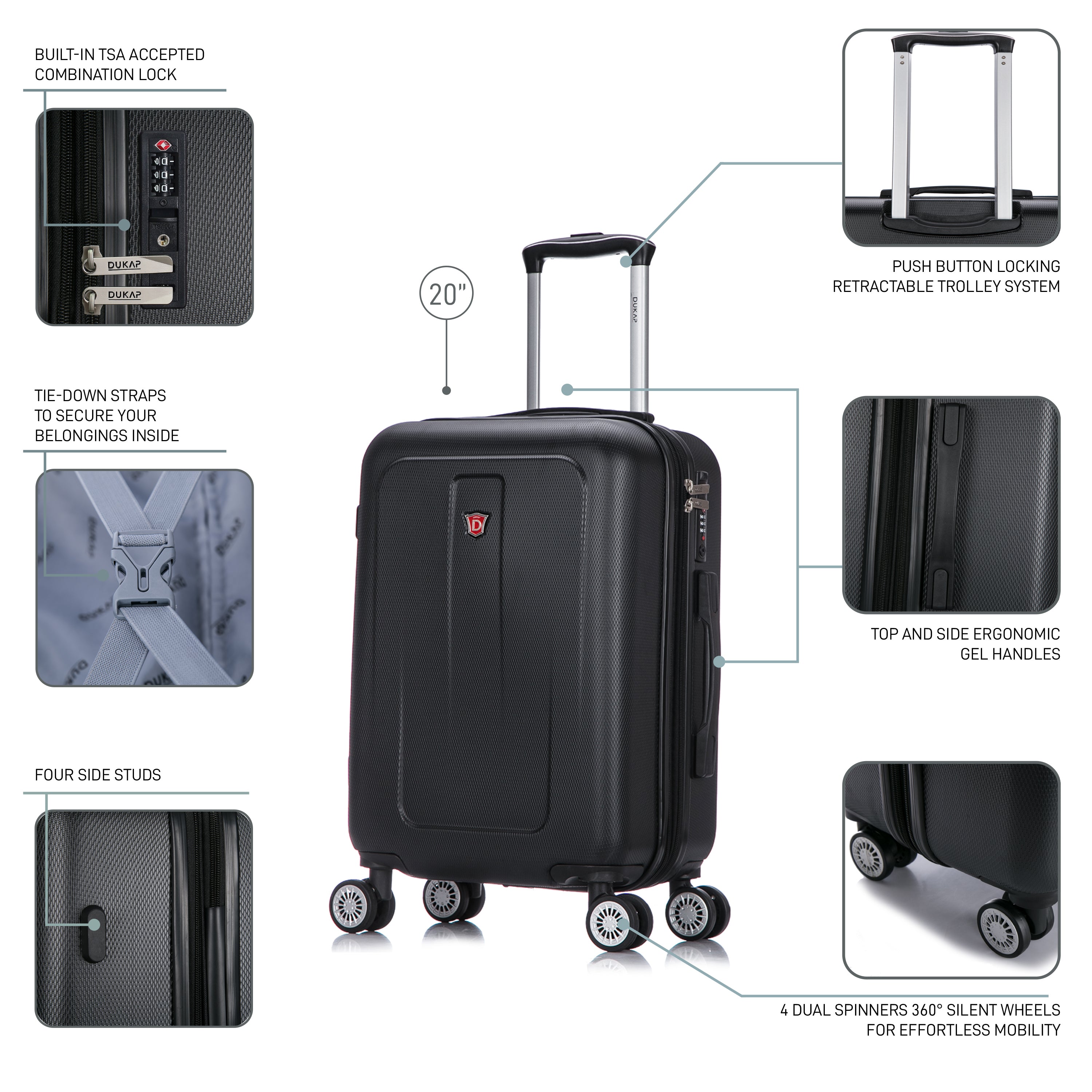Crypto Hardside Spinner 20-Inch Carry-On Luggage – Dukap