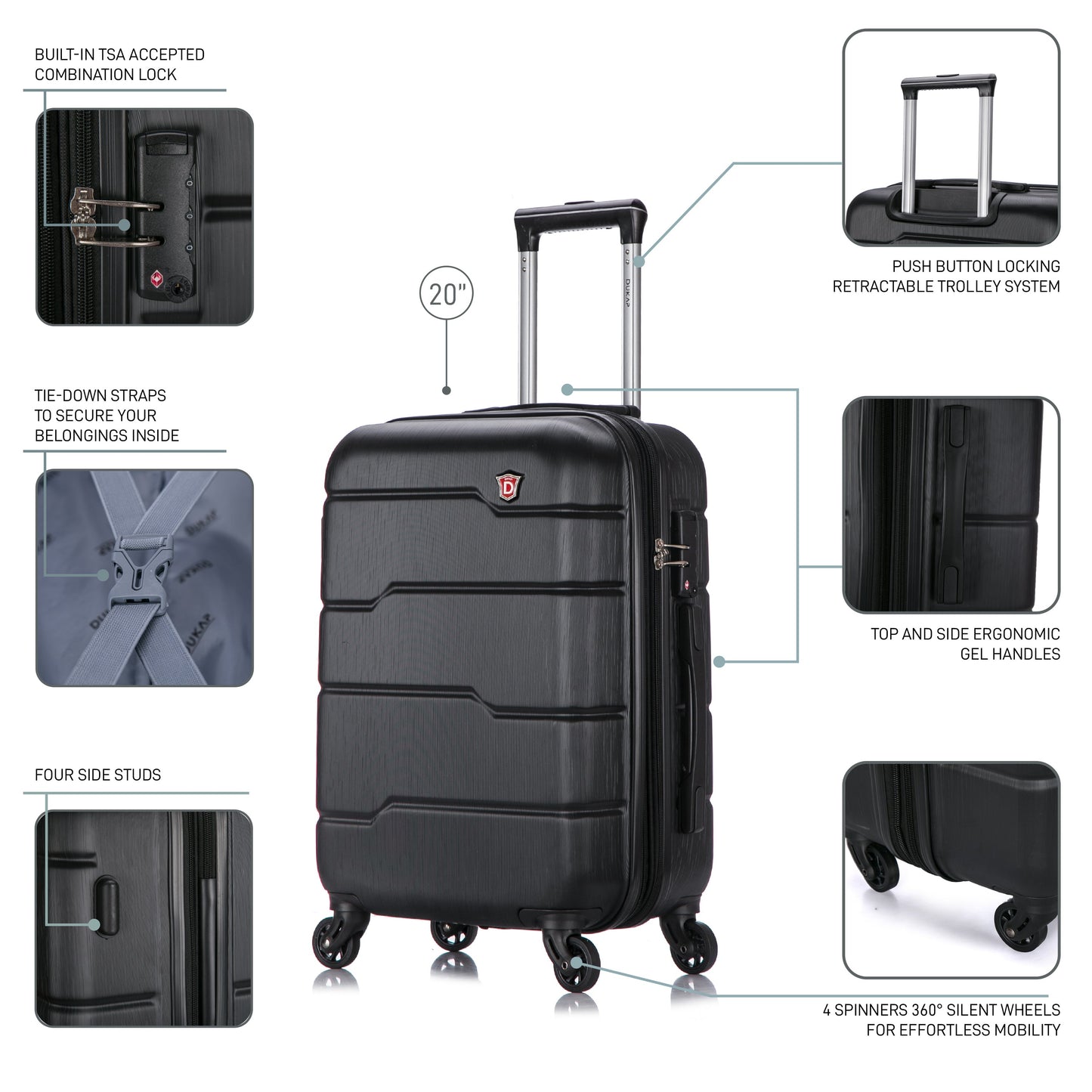 Dukap RODEZ Hardside Spinner 20-Inch Carry-On Luggage