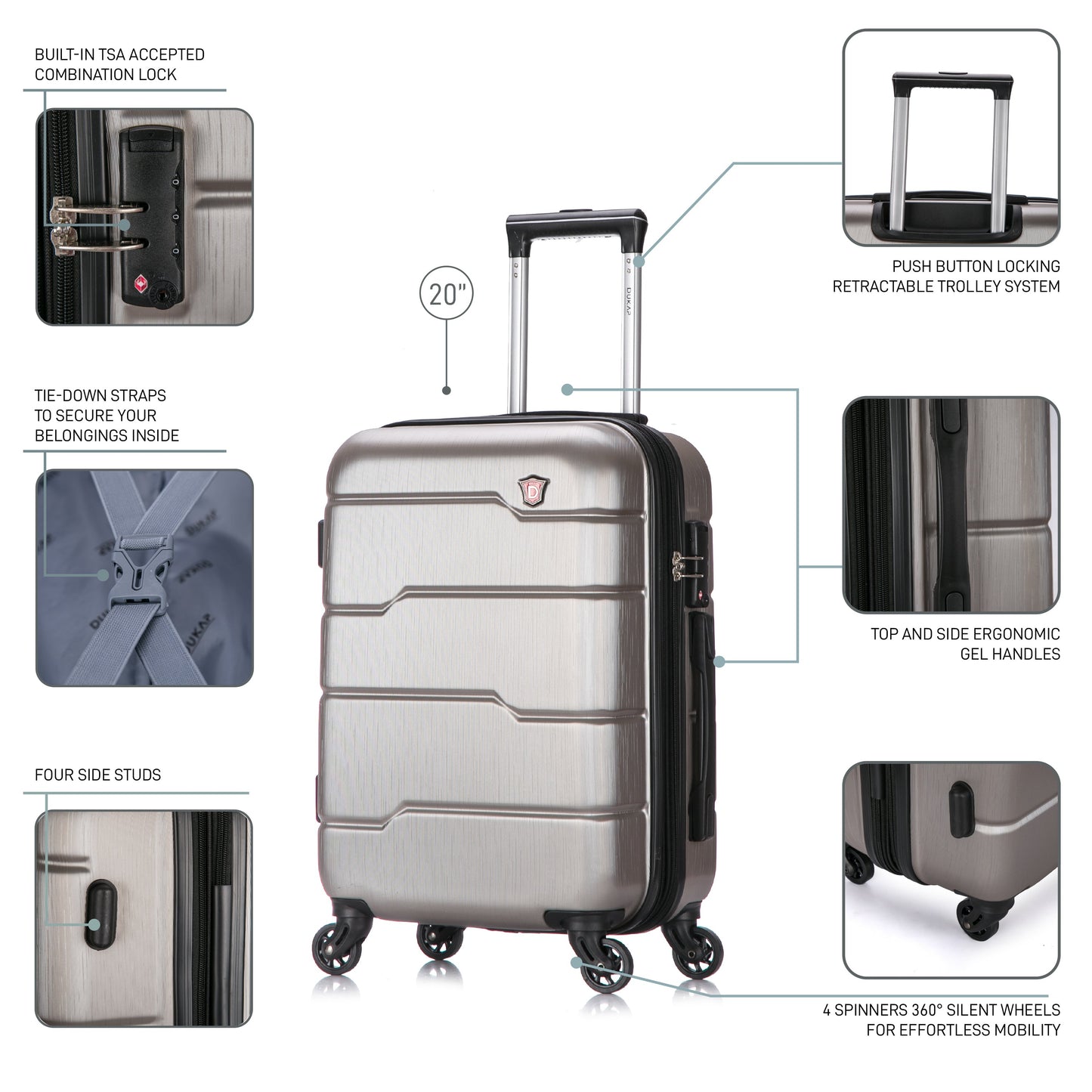 Dukap RODEZ Hardside Spinner 20-Inch Carry-On Luggage