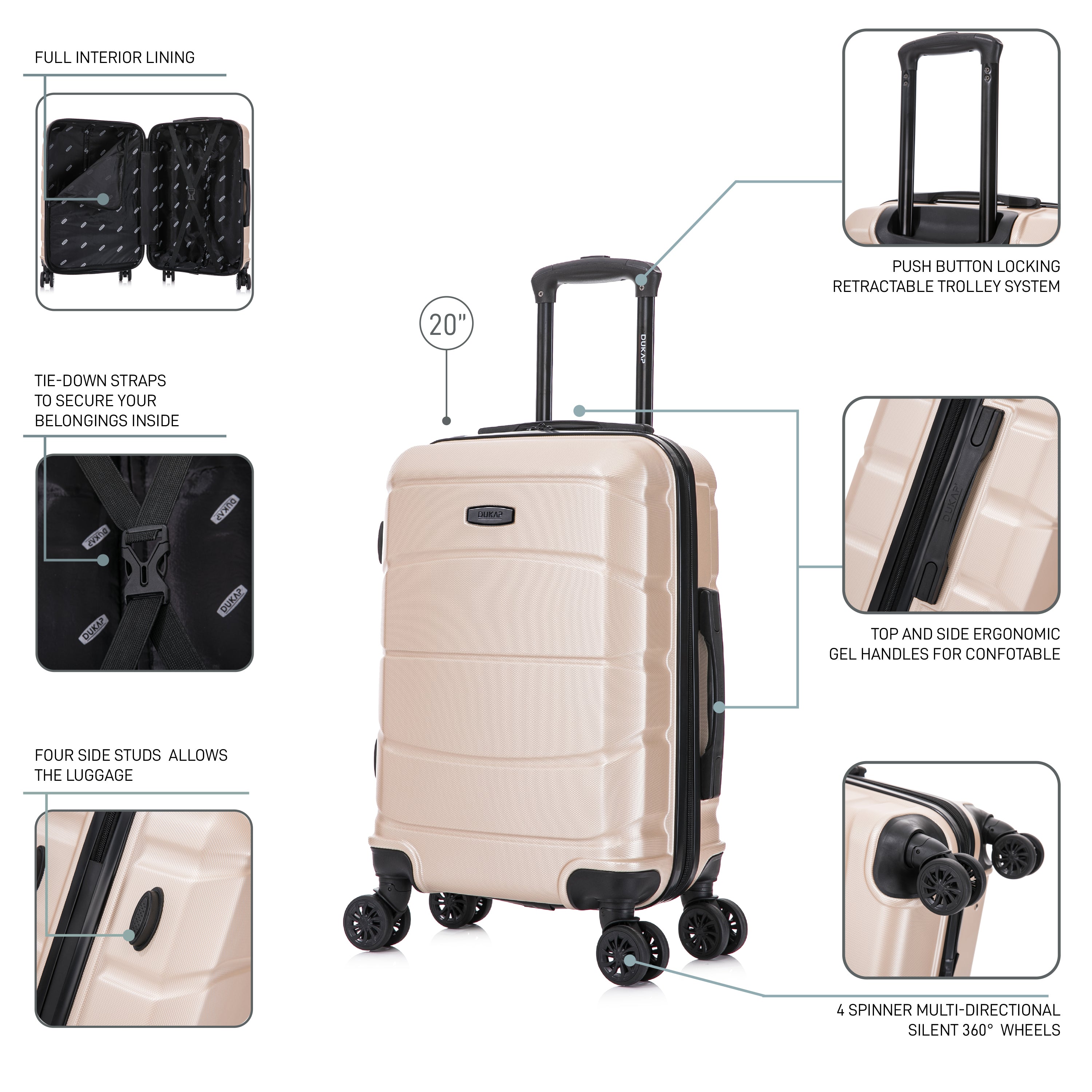 タジ　Ｌサイズ SENSE Hardside Spinner 20-Inch Carry-On Luggage – Dukap