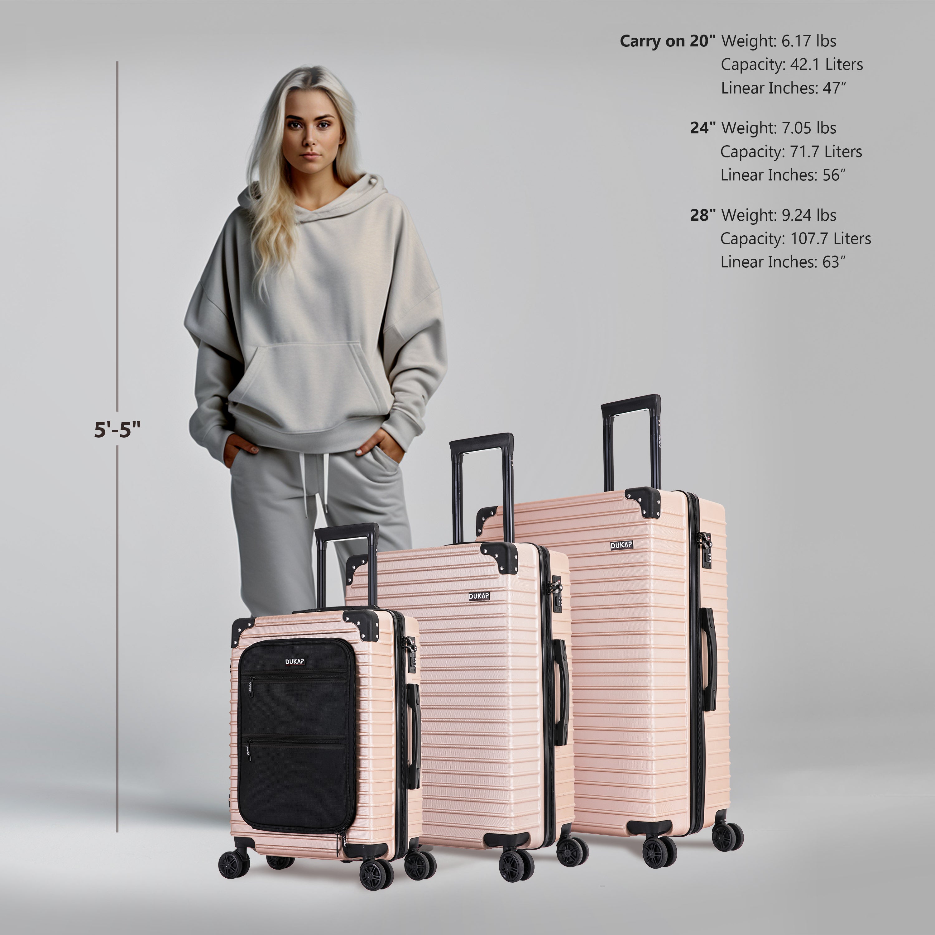 TOUR Hardside Spinner 3 Piece Luggage Set 20/28/32 Inches – Dukap